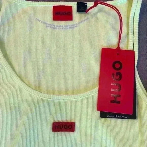 Hugo BOSS NWT nirabel ribbed fitted cami new dress XS yellow summer beach Xsmall - Picture 4 of 6